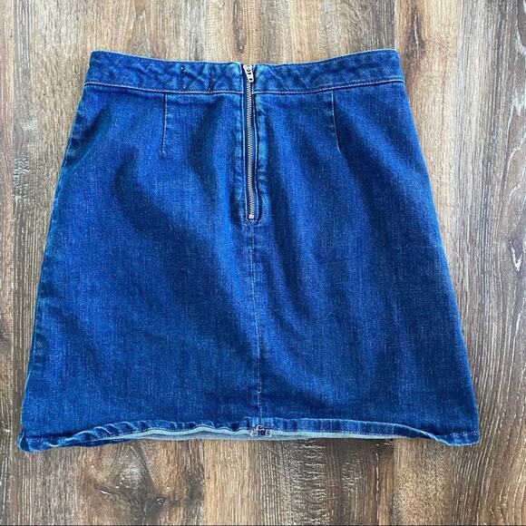 ASOS Blue Denim Zipper Back Mini Skirt Size 6 - Picture 7 of 7